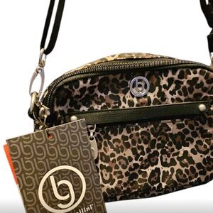 Baggallini Black and Brown Animal Print Crossbody Bag